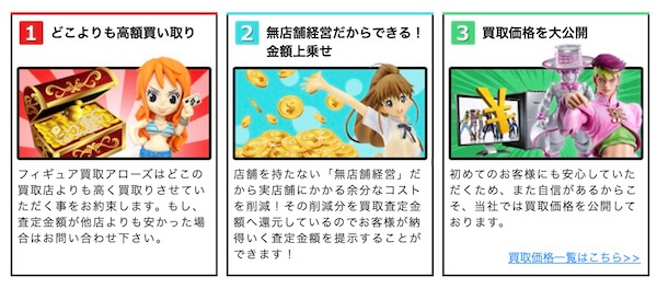 フィギュア買取アローズの特徴